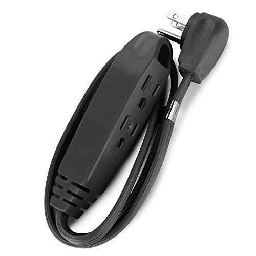 Aurum Cables 3-Feet 3 Outlet Extension Cord Indoor/Outdoor Extension Cord 16AWG - Black - UL Listed