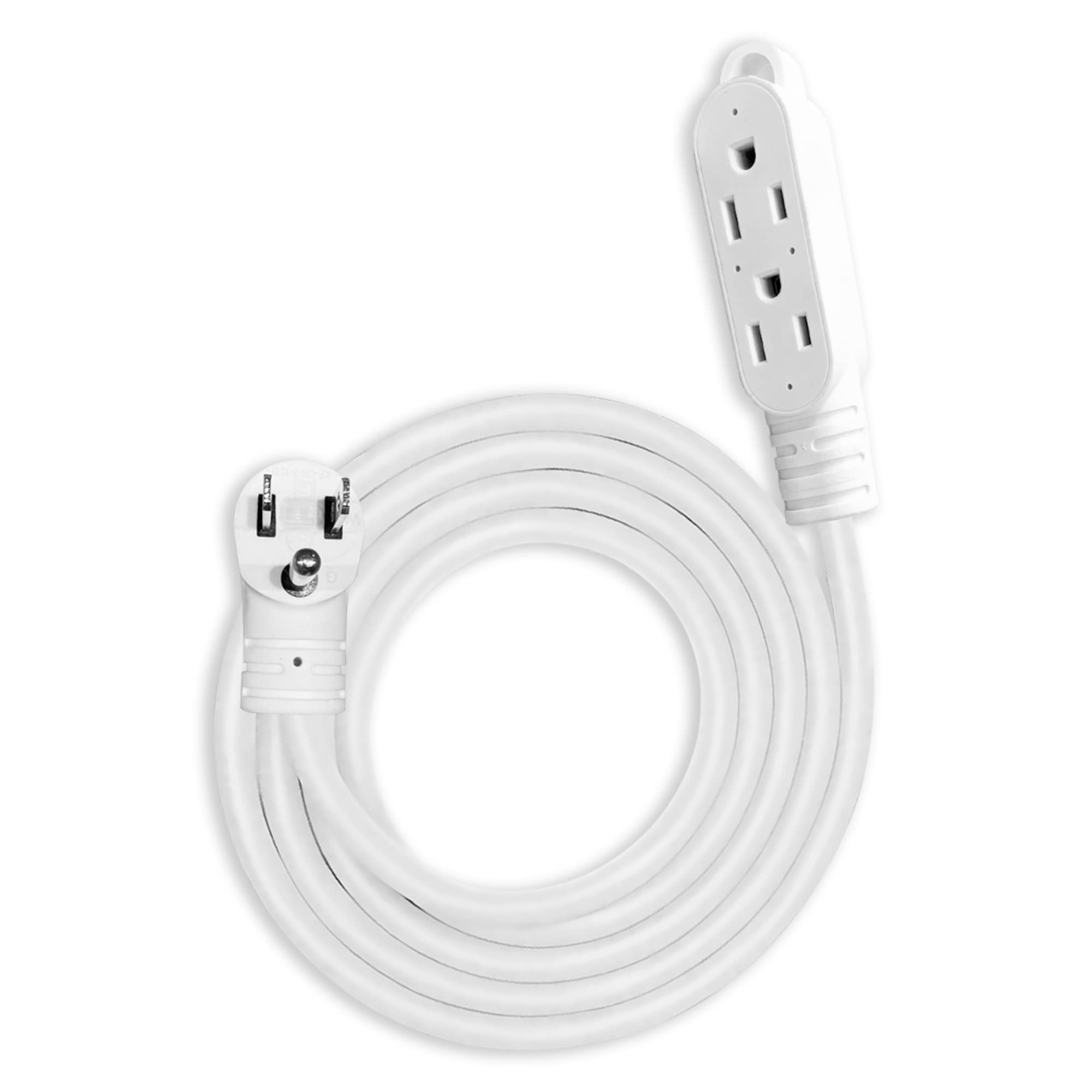 Aurum Cables 3 Outlet Extension Cord for Indoor, 3 Prong Extension Cord with 16AWG 125V 1625W, ETL Listed Triple Wire Grounded Multi Outlet Plug 15ft White 1 Pack 15 ft 1 Pack White