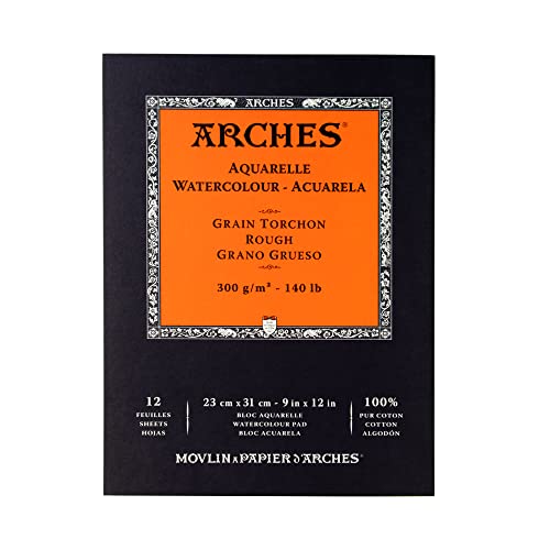 Arches Watercolor Paper 140 lb. Rough 12 Sheet Pad 9x12"