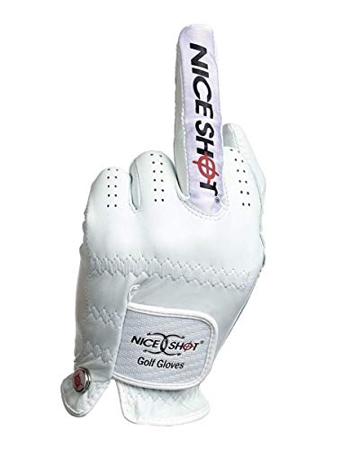 Book Cover Nice Shot The Bird Golf Glove in White Cabretta Leather Women's Left Hand - Large