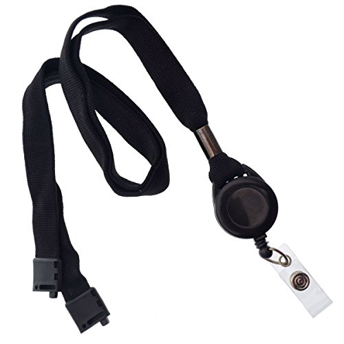 5 Pack - Comfort Black Breakaway Lanyard & Retractable Badge Reel Combo by Specialist ID