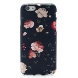 iPhone 6 Plus 6S Plus 5.5 TPU IMD Slim-Fit Ultra-Thin Anti-Scratch Shock Proof Dust Proof Anti-Finger Print Matte Case Casing (Floral - Dark)