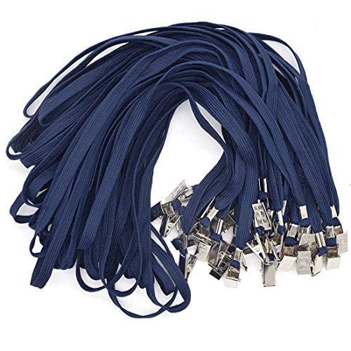 Bird Fiy 50 Pcs Cotton Lanyard Bulldog Clip 32-inch Flat Braid Neck Lanyard for Id Cards/Badges (Red)