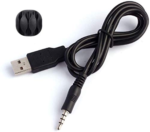Ritz-Mart 3.5mm Male AUX Audio Jack to USB 2.0 Male Charge Cable Adapter Cord, Black, 3 Feet