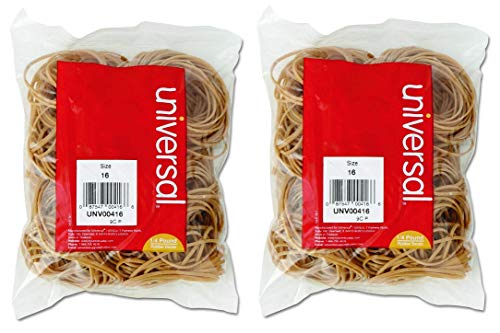 Universal 00416 Rubber Bands, Size 16, 0.04" Gauge, Beige, 4 Ounce Box, 475/Pack, 2 Pack