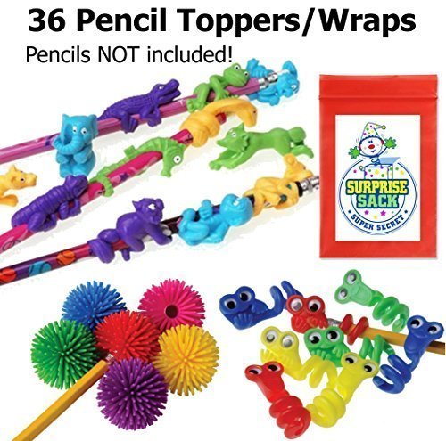 Super Secret Surprise Sack 36 Fun Fidget Pencil Toppers with 1