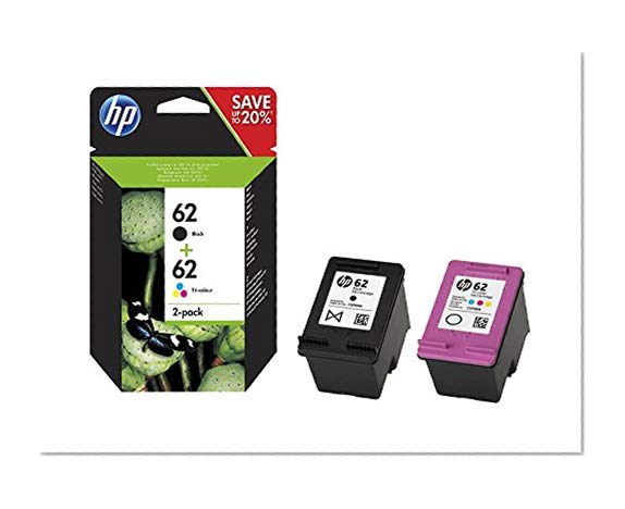 HP 62 (N9J71AE) Pack de 2 Cartouches Authentiques d'Encre Trois Couleurs Noire