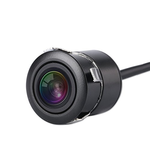 Car Front View Camera,Chuanganzhuo Universal High Definition CMOS Non-Mirror Image Waterproof Aluminum Material Front View Camera,Without Distance Scale Line,Black (Front only)
