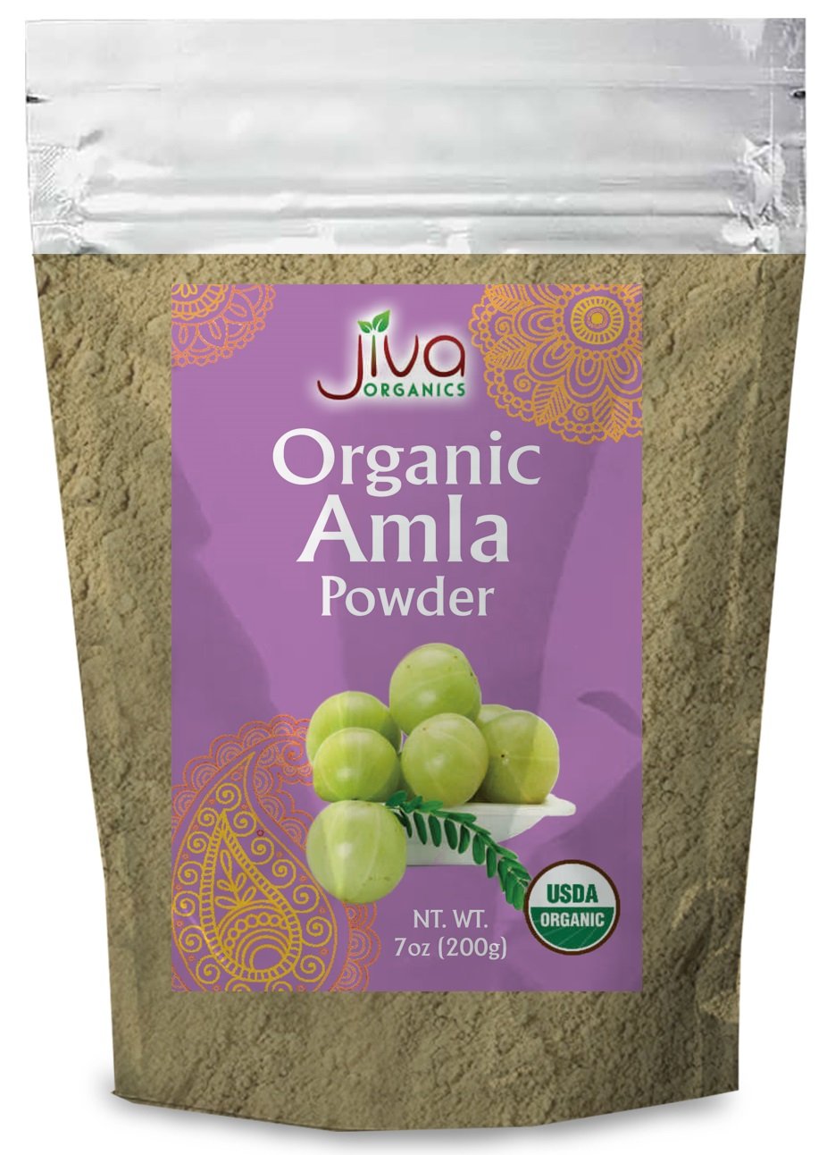Jiva Organics Organic Pure Amla Berry Powder, 7 Ounce - Food Grade & Non-GMO - for Cooking & Beauty Care