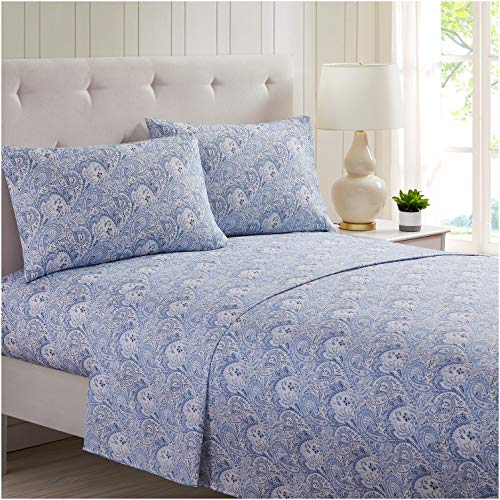 Book Cover Mellanni Twin Sheet Set - Twin Sheets Kids - Hotel Luxury 1800 Bedding Sheets & Pillowcases - Extra Soft Cooling Bed Sheets - Easy Care - 3 Piece (Twin, Paisley Blue)