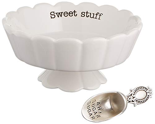 Mud Pie 4881012S Candy Dish Set Sweet Stuff, White