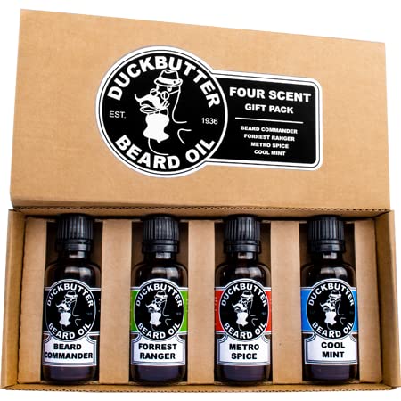DUCKBUTTER Duck Butter Beard Oil - Natural & Organic 4-Pack Boxed Gift Set - BEST DEAL!