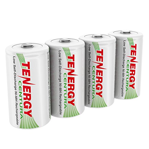 Tenergy Centura 1.2V NiMH Rechargeable D Battery, 8000mAh Low Self Discharge D Cell Batteries, Pre-Charged D Size Battery, 4 Pack, UL Certified