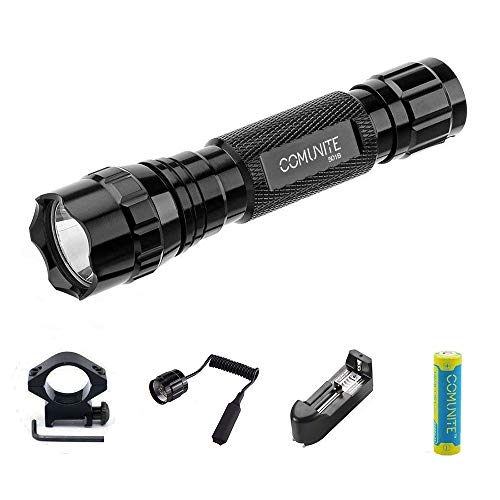 Book Cover Comunite Portable Green Light 501B XM-L T6 Tactical Led Flashlight 250 Yard Long Range Hunting Light Torch with Remote Pressure Switch Barrel Mount 18650 Rechargeable battery and Charger (Green)