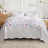 Bedsure Summer Quilt Sets King Size - Floral Quilt Sets King Bedspreads - Lightweight Bedspread & Coverlet King Quilt Bedding Set, Bed Spreads Coverlet with 2 Pillow Shams