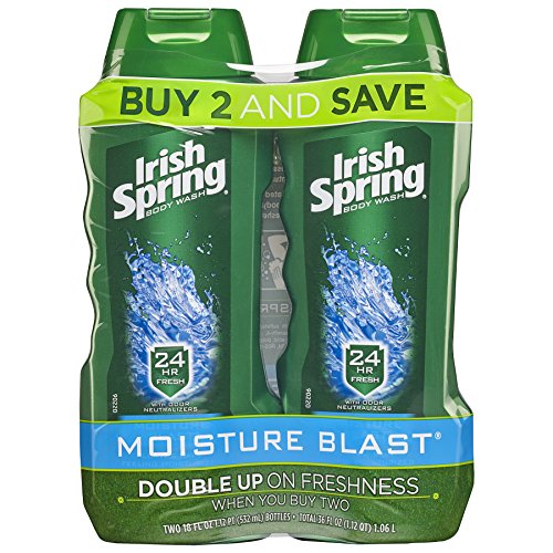 Irish Spring Moisture Blast,Body Wash Gel Douche - total 36 fl oz (Pack of 2)