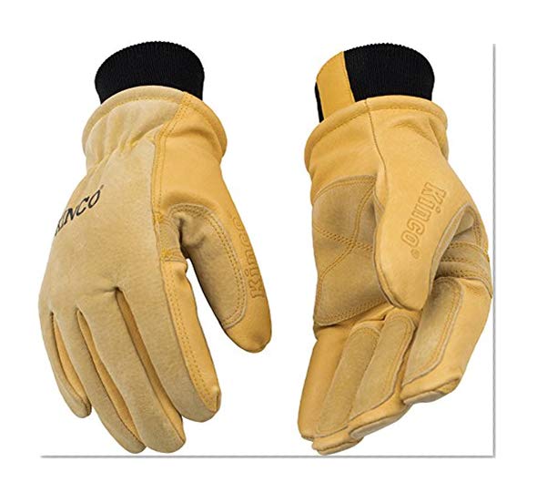 KINCO 901 Men's Pigskin Leather Ski Glove, Heat Keep Thermal Lining, Draylon Thread, Large, Golden