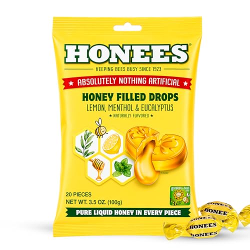 Honees Honey Lemon Menthol Cough Drops, 20 Count Bag