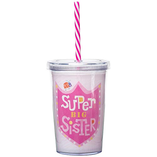 Book Cover C.R. Gibson Super Big Sister Pink Insulated Small Acrylic Tumbler for Girls, 10 fl. Oz., Pink