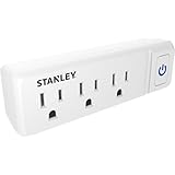 STANLEY PLUGMAX ECO 3-Outlet Wall Adapter Switch On/Off with Grounded Triple Outlet Adapter Cruise Essentials Spaced Outlet Splitter for Travel Home Office White Adapter