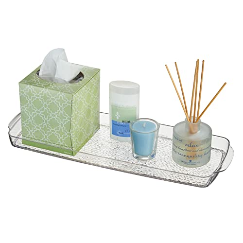mDesign Bathroom Countertop or Toilet Tank Storage Tray for Towels, Candles, Jewelry - Clear