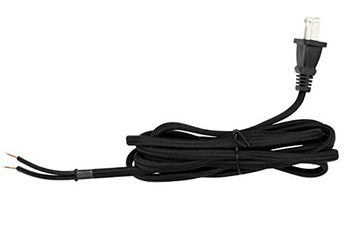 Creative Hobbies® Black Rayon Cloth Covered Electric Lamp Cord with End Plug, Stripped Ends Ready for Wiring -8 Foot, SPT-2 UL Listed