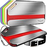 Talonport Original Indestructible Stainless Steel Luggage Tags for Travel with Privacy Personalized Luggage Tags and Free Smart Bag Tag Recovery Included, Black, Silver and Gold (Silver, 2 Pack)