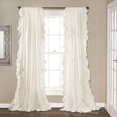 Book Cover Lush Decor Reyna White Window Panel Curtain Set for Living, Dining Room, Bedroom (Pair), 84 in x 54