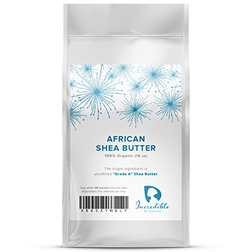 Book Cover Incredible By Nature African Shea Butter - 1lb (16oz) Pure, Organic & Unrefined Grade A Raw Ivory Body Butter, Best for Dry Skin Care, Acne, Stretch Marks, Rashes, Moisturizing for Baby Soft Touch