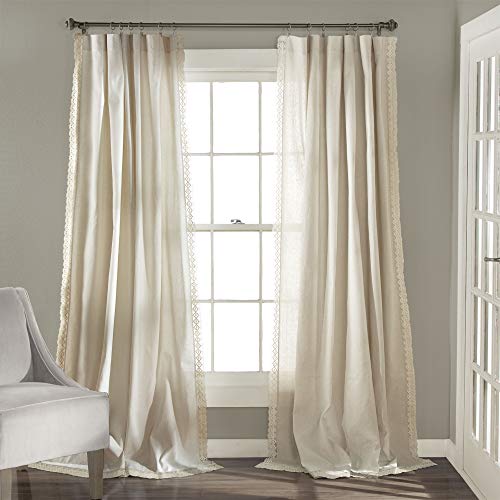 Book Cover Lush Decor Rosalie Window Curtains Farmhouse, Rustic Style Panel Set for Living, Dining Room, Bedroom (Pair), L-84