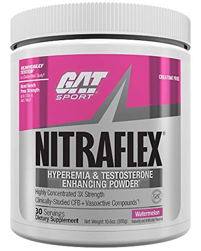 GAT Clinically Tested Nitraflex, Testosterone Enhancing Pre Workout, Watermelon, 300 Gram by GAT