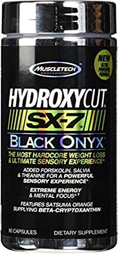 MuscleTech Hydroxycut SX-7 Black Onyx, Extreme Energy and Hardcore Weight Loss, 80 Capsules