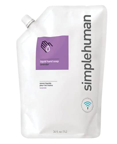 simplehuman Lavender Moisturizing Liquid Hand Soap Refill Pouch, 34 Fl. Oz. (Pack of 6)