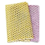 Heavy Duty Dish Scrubbers, Non-Scratch Scouring Pads - Odorless & Long Lasting Mesh Dish Cloth - Replace Sponges - Kitchen, Floor and Bathroom Usage - Made in Korea (2 Pcs)