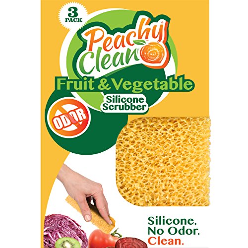 Book Cover Peachy Clean Silicone Scrubber (Qty 3) - Fruit & Vegetable Scrubber