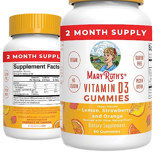 MaryRuth Organics Vitamin D Gummies 2 Month Supply for Adults & Kids D3 Supplement Bone Health Support Vegan Non-GMO Gluten Free 60 Count
