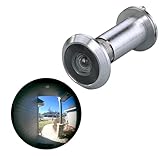 TOGU TG2814YG-SPC Brass UL Listed 220-degree Door Viewer with Heavy Duty Privacy Cover for 1-3/8" to 2-1/6" Doors, Brushed Satin Chrome Finish