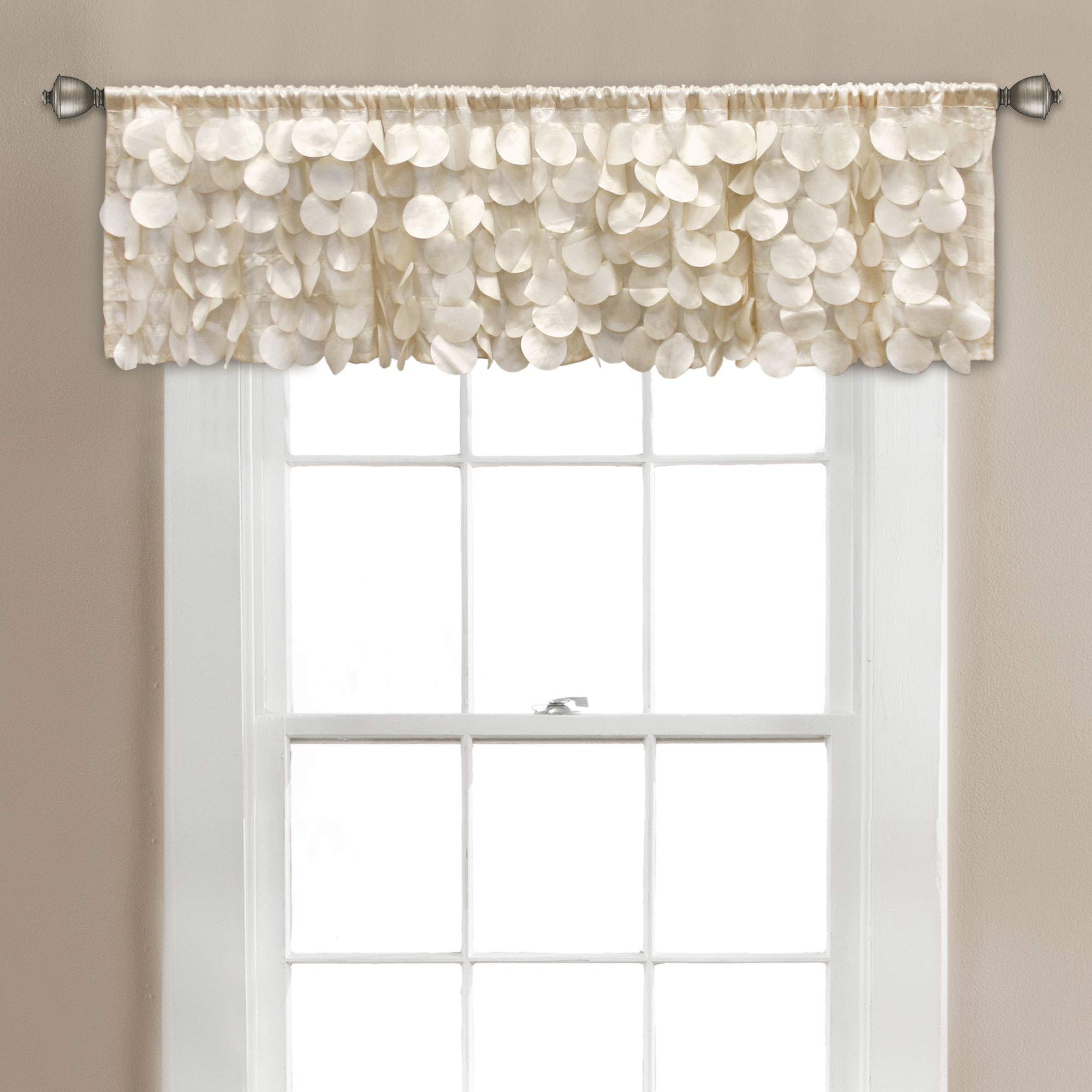 Lush Décor Gigi Valance, 70" W x 14" L, Ivory Ivory 70"W x 14"L