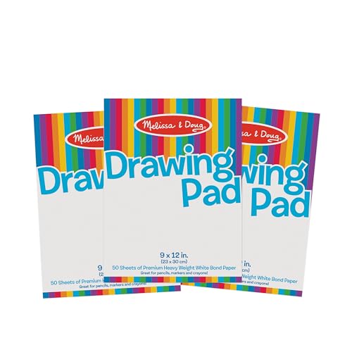Book Cover Melissa & Doug Drawing Paper Pad (9 x 12 inches) - 50 Sheets, 3-Pack