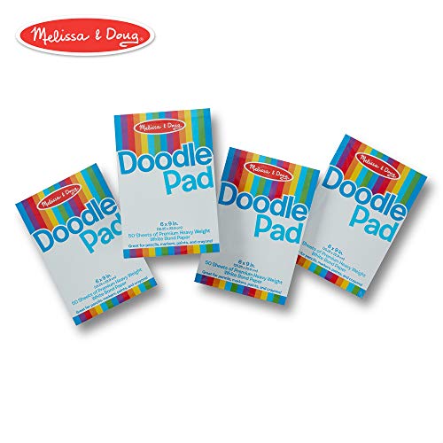 Book Cover Melissa & Doug Drawing Paper Pad, 4-Pack of Compact Drawing Pads, Pages Tear Cleanly, 50 Sheets per Pack, 6 × 9 inches