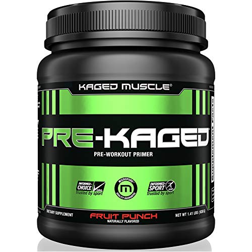 KAGED MUSCLE, PRE-KAGED Pre Workout Powder, Fruit Punch, L-Citrulline + Creatine HCl, Boost Energy, Focus, Workout Intensity, Pre-Workout, Fruit Punch, 638 Grams