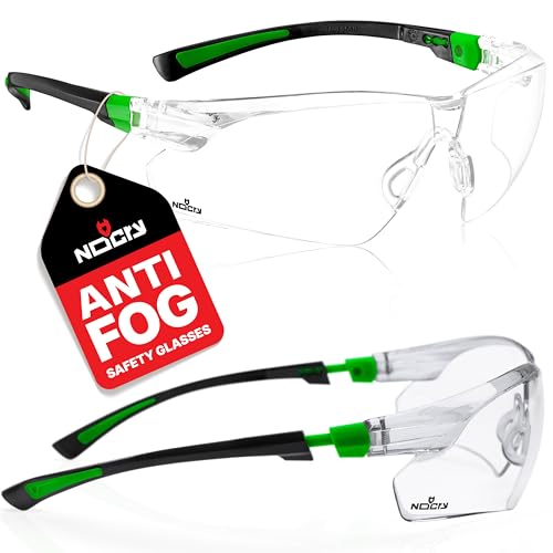 NoCry Clear Safety Glasses for Men and Women; Lightweight Work Glasses with Adjustable Frames and No-Slip Grips; Scratch Resistant Anti Fog Safety Glasses with Superior UV Protection, ANSI Z87.1 Rated
