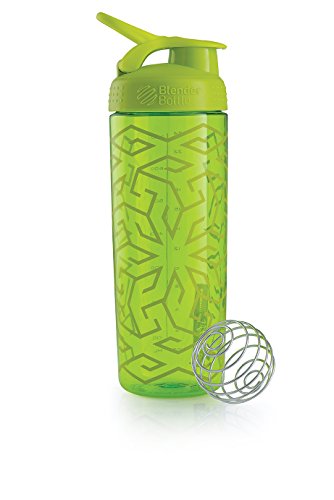 BlenderBottle SportMixer Signature Sleek Shaker Bottle, Zen Gala Green, 28-Ounce