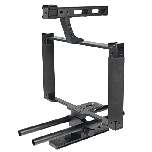 Professional Studio Mirrorless/ DLSR Camera Video Cage Film Movie Making Expansion Mount Kit Vlogging Stabilizer Rig System for Youtube Tictok KOL Creator Starter Compatible Nikon Canon Sony Camcorder