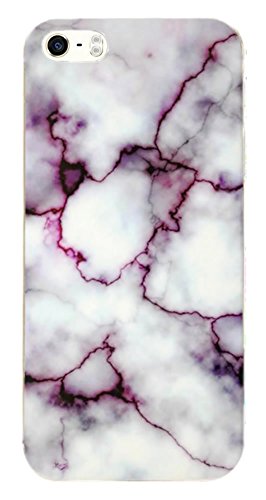 iPhone 5 Case, iPhone 5s Case, iPhone SE Case, IiEXCEL Marble Pattern Purple Soft Flexible TPU Slim Fit Cover Case for iPhone 5 / 5s / SE (Color 2)
