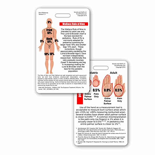 Rule of 9's & Palm Method Burn Chart Vertical Badge Reference Card (1 Card)