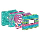 Barker Creek Designer File Folders, Bohemian, Multi-Design, Playful Patterns on Outside, Solid Colors on Inside, Letter Size, 1/3 Cut Tabs, Home, School and Office Supplies (1339), 12pt Cardstock