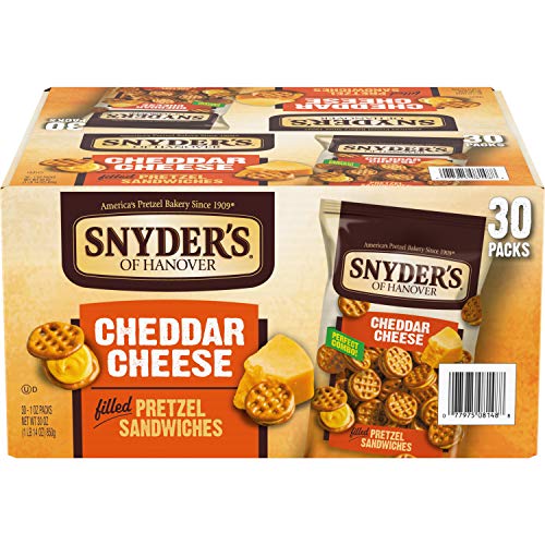 Book Cover Snyder's of Hanover Pretzel Sandwiches, Cheddar Cheese, Snack Packs, 30 Ct