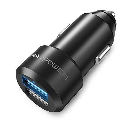 Book Cover USB Car Charger RAVPower 24W 4.8A Metal Dual Car Adapter, Compatible iPhone Xs XS Max XR X 8 7 Plus, iPad Pro Air Mini, Galaxy S9 S8 S7 S6 Edge Note, Nexus, LG, HTC and More (Black)