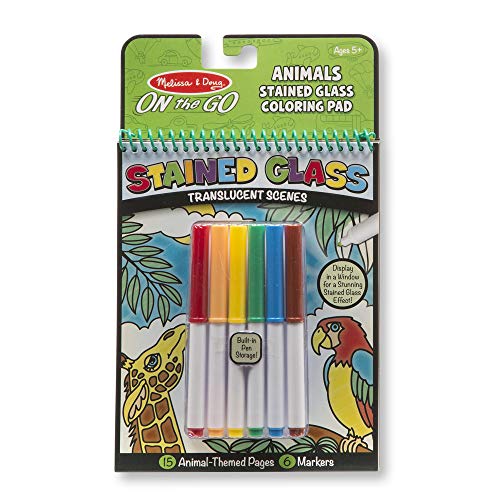 Book Cover Melissa & Doug On the Go Stained Glass Coloring Pad - Animals
